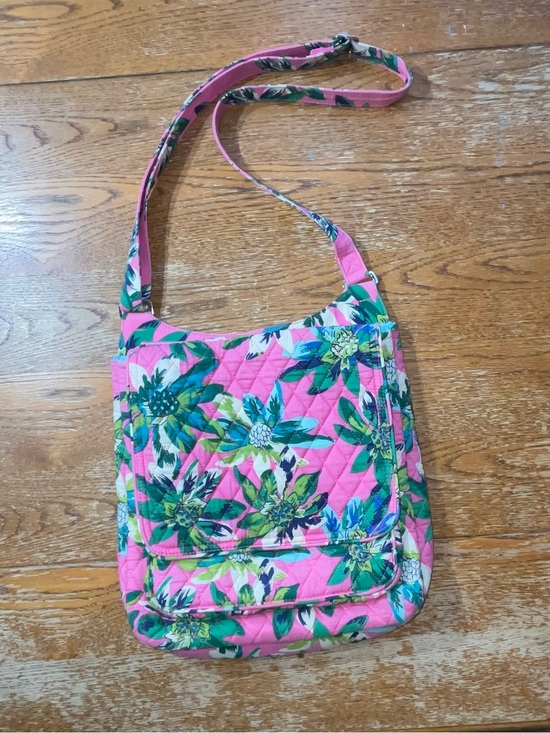 Vera Bradley Handbags - Vera Bradley Hipster Mail Bag Tropical Paradise Pink Green Aqua and Off-White